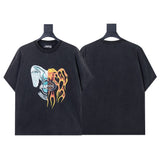 Ready to ship! summer amri high-quality, 100% cotton t-shirt with printed design and washed finish short sleeves