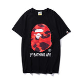 cross-border wholesale japanese style camouflage shark tiger head ape color matching luminous short-sleeved couple loose