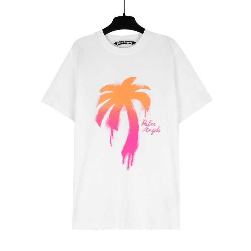 Cross-border foreign trade wholesale pa severed bear short-sleeved ins palm tree large logo back letter bat