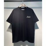 [gram] am peace dove flowing paint graffiti letter starry sky classic logo printing short sleeve couple t-shirt