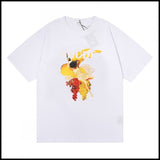 Export wholesale niche american fashion rhu flag floralsprinting double yarn pure cottoncasualloose couple short-sleeved t