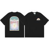 Summer collection: casa casablanca print oversized short-sleeve t-shirt - premium heavyweight cotton