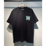 [gram] am peace dove flowing paint graffiti letter starry sky classic logo printing short sleeve couple t-shirt