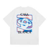 casa casablanca short-sleeved fantasy door letter logo printingstylish round neck short-sleeved t-shirt