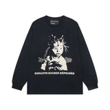 Erd melancholic rich second generation short-sleeved portrait sketch graffiti cross-border new high street loosecasual print