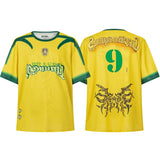 Cross-border american blockcore style patch embroidery t-shirt v-neck sports football uniform mesh quick-drying