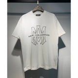 [gram] am peace dove flowing paint graffiti letter starry sky classic logo printing short sleeve couple t-shirt