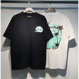 amri flow paint graffiti letter starry sky classic logo print short sleeve couple t-shirt