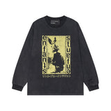 Erd melancholic rich second generation short-sleeved portrait sketch graffiti cross-border new high street loosecasual print