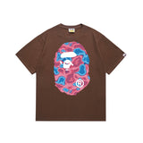 B@pe tshirtsssummertrendy ape head little monkey camouflage couple short sleeve round neck t-shirt men