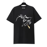 wholesale pa angel coconut tree flame letter logo graffiti paint short-sleeved t-shirt
