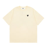 Correct version star kawakubo pla heartembroider short-sleeved pure cotton red heart peach couple t-shirt y