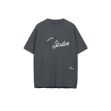 Ac letter print high street washed distressed vintage oversized short sleeve couple t-shirt