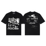 Erd melancholic rich second generation short-sleeved portrait sketch graffiti cross-border new high street loosecasual print