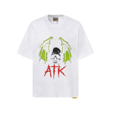 Gallery european and american couple wear plus size fried color washed short-sleeved t-shirt youth tee