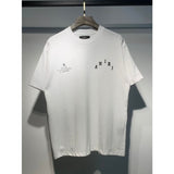 [gram] am peace dove flowing paint graffiti letter starry sky classic logo printing short sleeve couple t-shirt