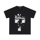 Erd: brooding rich kid - american retro portrait print rock 'n' roll hip-hop pocket oversized short sleeve tee