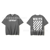 European and american spring/summer ow gradient arrow graphic crew neck short sleeve t-shirt