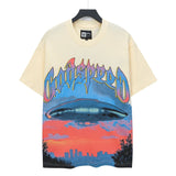 Cross-border wholesale high version gods short-sleeved heavy weight washed fog high street skull pure cotton printed round