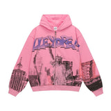 American valley washed distressed printing short-sleeved t-shirt valeforever hoodie sweatshirt long