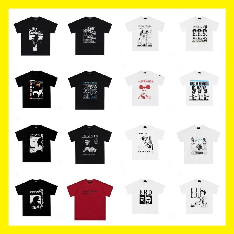 Erd: brooding rich kid - american retro portrait print rock 'n' roll hip-hop pocket oversized short sleeve tee