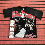 valley washed distressed printed short-sleeved hip-hop loose street t-shirt hooded