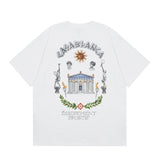 casa casablanca short-sleeved fantasy door letter logo printingstylish round neck short-sleeved t-shirt