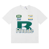 Rhude T Shirts Graffiti Printing Cotton Casual Short Sleeve Men and Women
