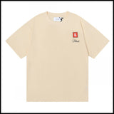 Export wholesale niche american fashion rhu flag floralsprinting double yarn pure cottoncasualloose couple short-sleeved t