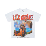 American retro valeforever washed & distressed hotfix rhinestone cotton short sleeve high street star t-shirt