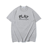 Kawakubo plaloveembroider short-sleeved pure cotton red heart eyes couple t-shirt y star style long sleeves shirt