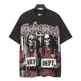 high version gods short sleeve heavy weight washed fog high street skull pure cottonprinting round