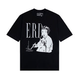 Erd rich second generation loose version american trend quiet eye printing round neck short sleeve t-shirt couple outfit