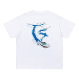 trap gradient letter tiger head short sleeve european and american high street trap star printing t-shirt loose s