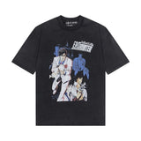 Erd rich second generation loose version american trend quiet eye printing round neck short sleeve t-shirt couple outfit