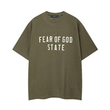 Fog icon double line essentials american high street summerloose couple short sleeve trendy heavy weight t-shirt