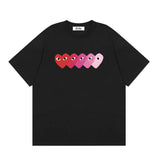 Correct version star kawakubo pla heartembroider short-sleeved pure cotton red heart peach couple t-shirt y