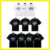 Cross-border pa spray-painted letter short-sleeved palm tree fog high street graffiti logo t