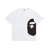 Wholesale japanese style side plaid camo ape head short sleeve color block trendy t-shirt for summer