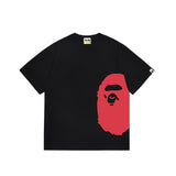 Wholesale japanese style side plaid camo ape head short sleeve color block trendy t-shirt for summer