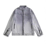 Unisex Baseball Jersey Vintage Washed Old Denim Jacket Loose Jacket