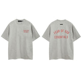Fog icon double line essentials american high street summerloose couple short sleeve trendy heavy weight t-shirt