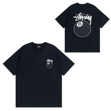 Summer running volume stussy short-sleeved t-shirt dice black eight ice cream comfy basics american couple summer t