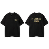 Fog icon double line essentials american high street summerloose couple short sleeve trendy heavy weight t-shirt