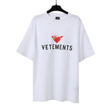 Vtm letter american style no photo printing loose washed distressed short sleeve t-shirt couple outfit