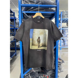 Saint michael co-branded skull letter high street retro washed distressed loose round neck short-sleeved t-shirt