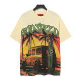 High version gods short sleeve heavy weight washed fog high street rock band skull pure cottonprinting round