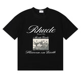 Rhude T Shirts Heave on Earth Printed Cotton Casual Short Sleeve Men and Women