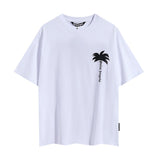 Summer trendy short-sleeve tee with back logo print - couple's fashion