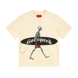 gods short-sleeved heavy weight washed fog high street rock band skull pure cottonprinting t-shirt